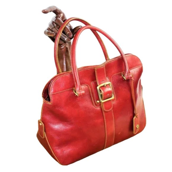 Etienne Aigner Handbags - Etienne Aigner Crimson Leather Shoulder Satchel